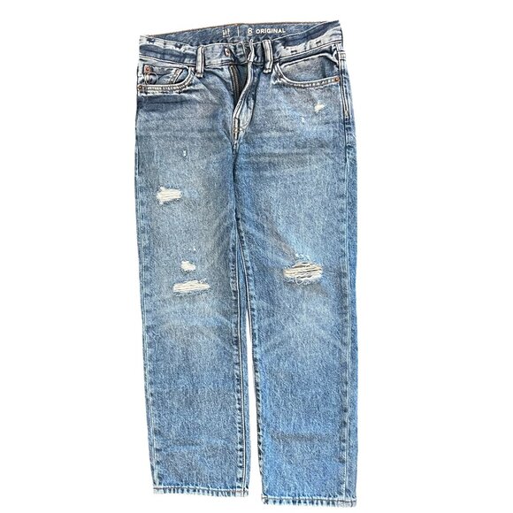 GAP Boys Rip & Repair Original Straight Jeans Size: Husky 8 Medium Wash NWOT - Picture 2 of 5